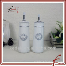 ceramic oil and vinegar bottle set with decoration